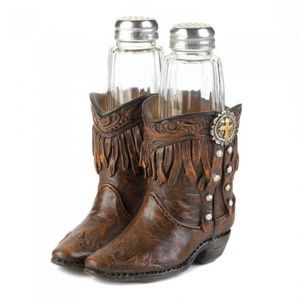 Cowboy Boots S & P Shakers Holder Set
